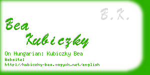 bea kubiczky business card
